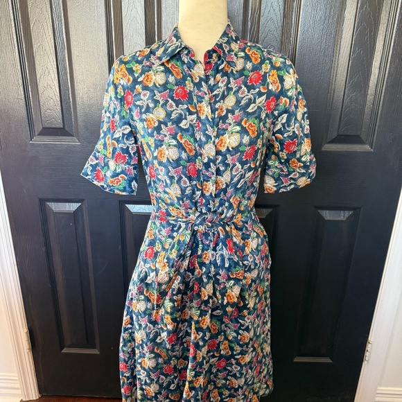 Ralph Lauren Polo Linen Floral Collared Shirt Dress Size 2 - Picture 4 of 16